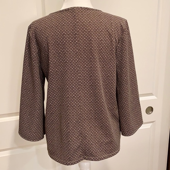 ANN TAYLOR BROWN GEOMETRIC PRINT BLOUSE - Picture 13 of 13
